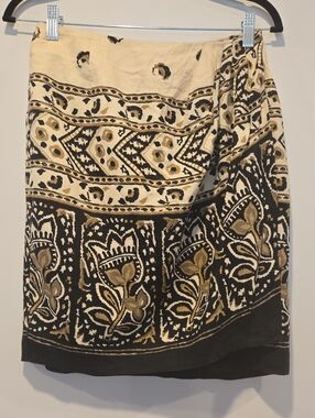 Neiman Marcus Vintage 90's 100% Linen Faux Wrap Skirt Resort Sz 8 Boho Chic